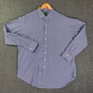 Sid Mashburn Shirt Men 2XL Gingham Check Blue Dress Shirt Modern